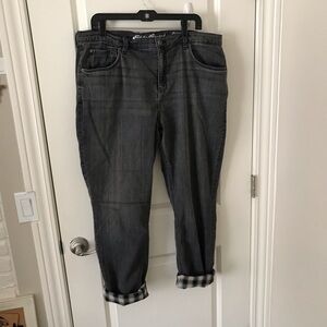 Eddie Bauer Women's Charcoal Gray Flannel-Lined Jeans
